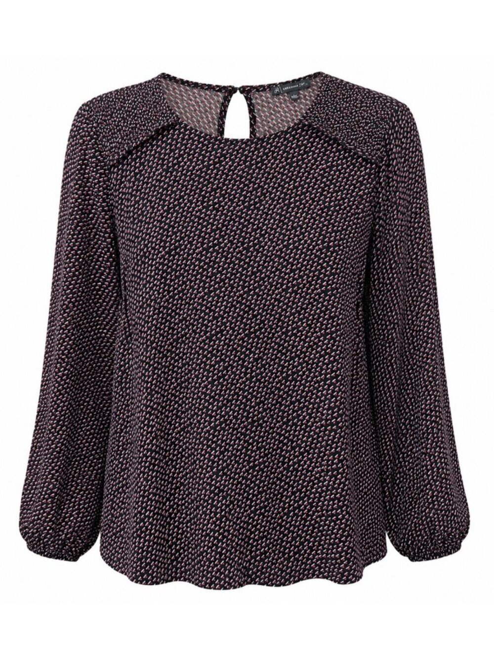 Adrianna Papell Blouse Size Large L Red Black Stretchy Non Wrinkle Office Work